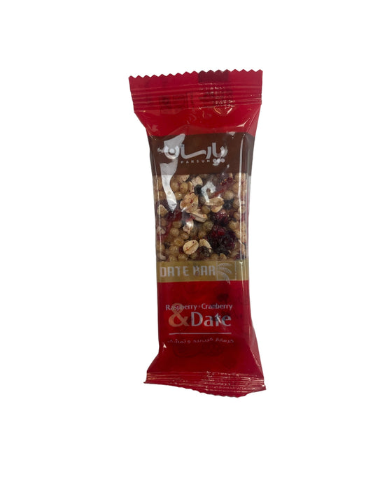 Parsun raspberry, Cranberry and date bar