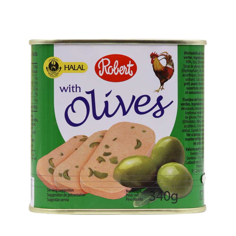 Halal Chicken Luncheon with olives Robert 340g